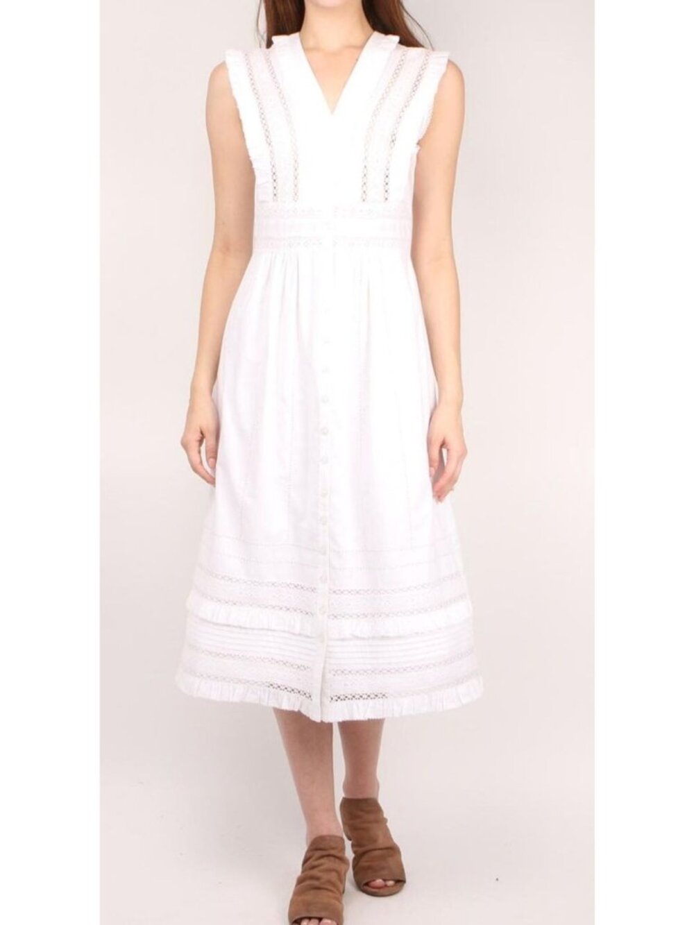 NWT Sea NY Lilli Eyelet Midi Dress White Cotton Size 4 - Picture 1 of 5